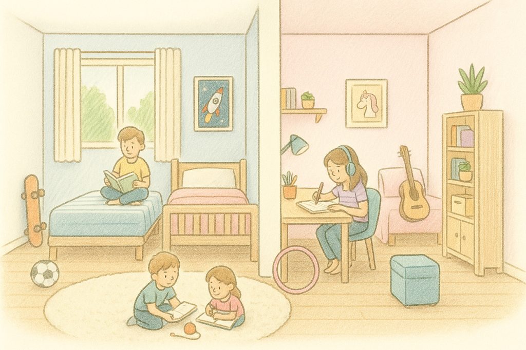 Cameretta su misura per bambino e bambina