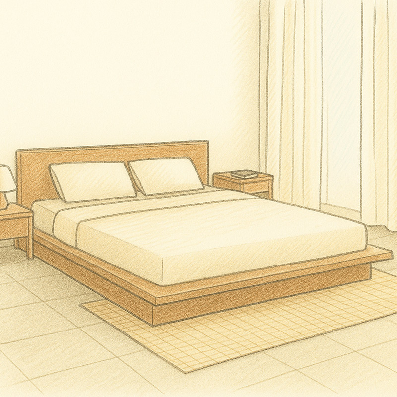 Letto matrimoniale in Tek